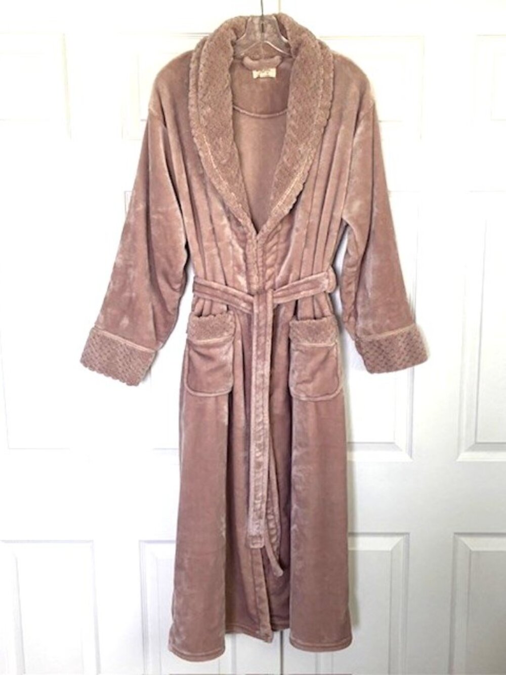 Richie House Los Angeles Soft Taupe Plush Robe with Pockets Size L